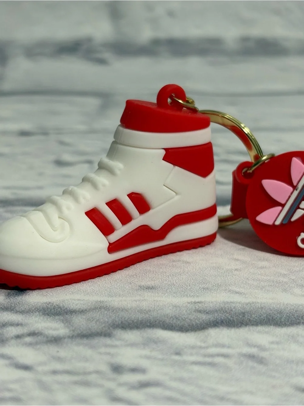NWOT Adidas red/white sneaker PVC keychain